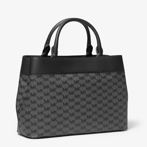 NEW MK LARGE SATCHEL BLACK SIGNATURE - Picture 2 of 4